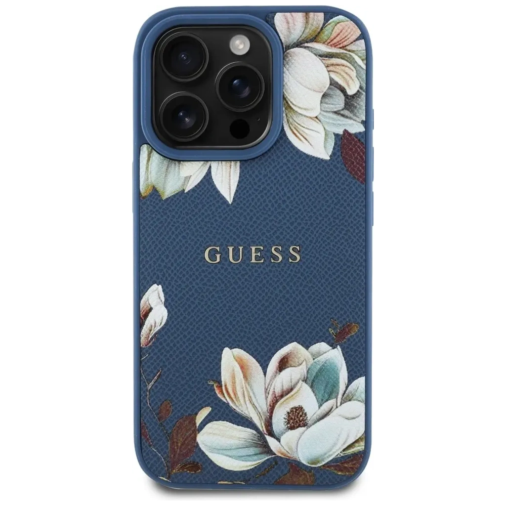 Hurtownia GSM - Guess Hladký tištěný květinový vzor MagSafe Apple iPhone 16 Pro modrý - GUE4429 - {ean13} - Hurt