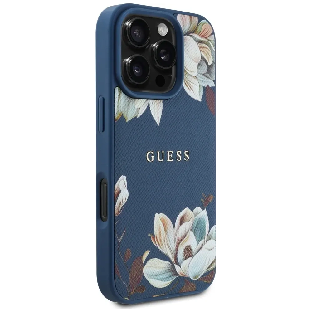 Hurtownia GSM - Guess Hladký tištěný květinový vzor MagSafe Apple iPhone 16 Pro modrý - GUE4429 - {ean13} - Hurt