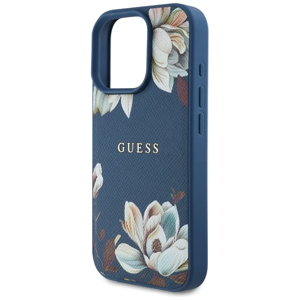 Hurtownia GSM - Guess Hladký tištěný květinový vzor MagSafe Apple iPhone 16 Pro modrý - GUE4429 - {ean13} - Hurt