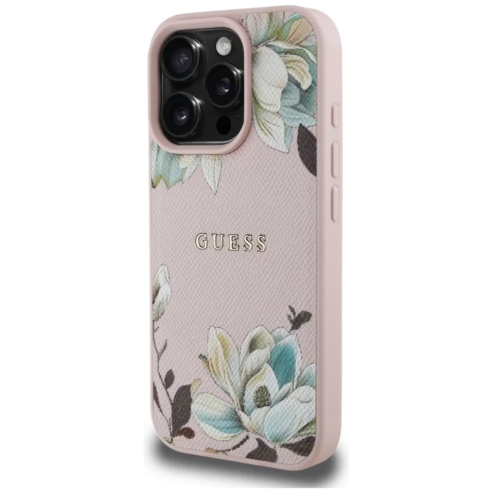 Hurtownia GSM - Guess Tisk květinového vzoru s jemnou strukturou MagSafe Apple iPhone 16 Pro růžový - GUE4430 - {ean13} - Hurt
