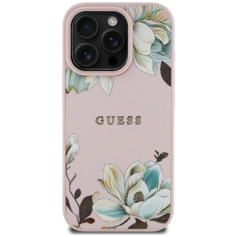 Hurtownia GSM - Guess Grained Printed Flower Pattern MagSafe Apple iPhone 16 Pro rózsaszín - GUE4430 - {ean13} - Hurt
