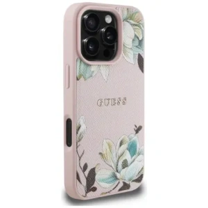 Hurtownia GSM - Guess Tisk květinového vzoru s jemnou strukturou MagSafe Apple iPhone 16 Pro růžový - GUE4430 - {ean13} - Hurt