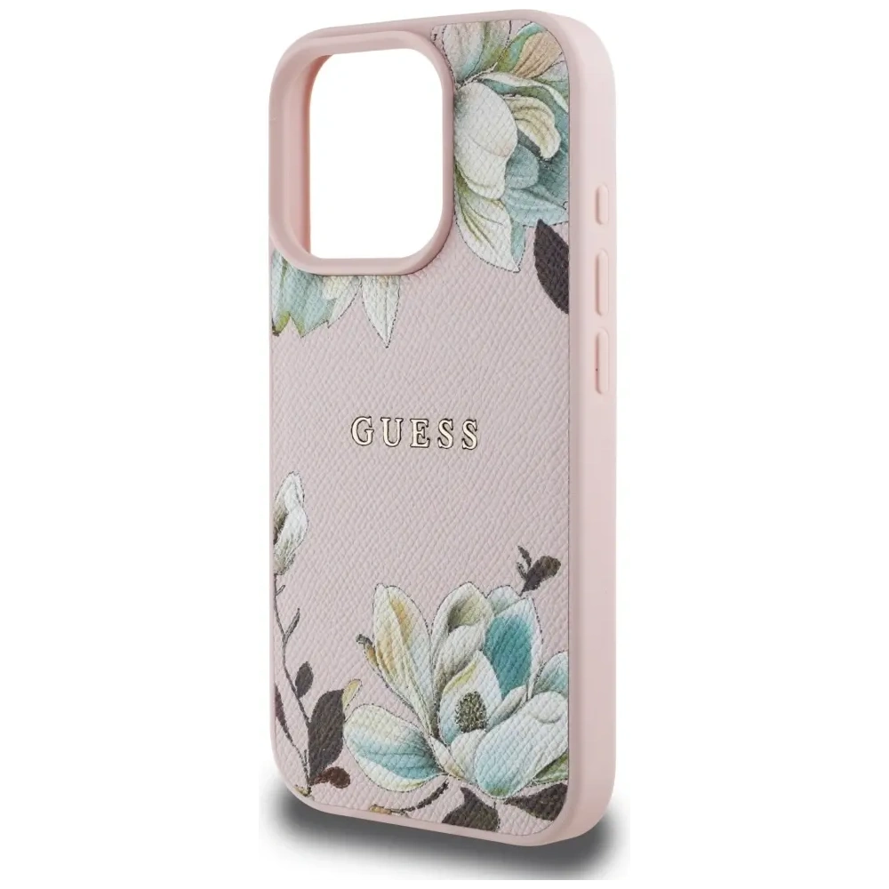 Hurtownia GSM - Guess Tisk květinového vzoru s jemnou strukturou MagSafe Apple iPhone 16 Pro růžový - GUE4430 - {ean13} - Hurt