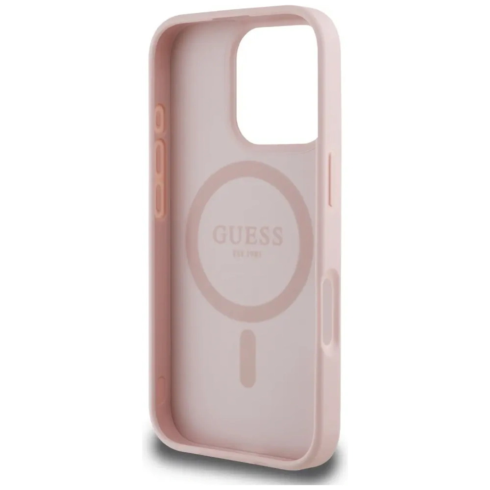 Hurtownia GSM - Guess Tisk květinového vzoru s jemnou strukturou MagSafe Apple iPhone 16 Pro růžový - GUE4430 - {ean13} - Hurt