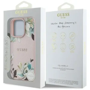 Hurtownia GSM - Guess Tisk květinového vzoru s jemnou strukturou MagSafe Apple iPhone 16 Pro růžový - GUE4430 - {ean13} - Hurt