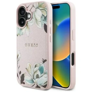 Hurtownia GSM - Guess Grained Printed Flower Pattern MagSafe Apple iPhone 16 růžová - GUE4431 - {ean13} - Hurt