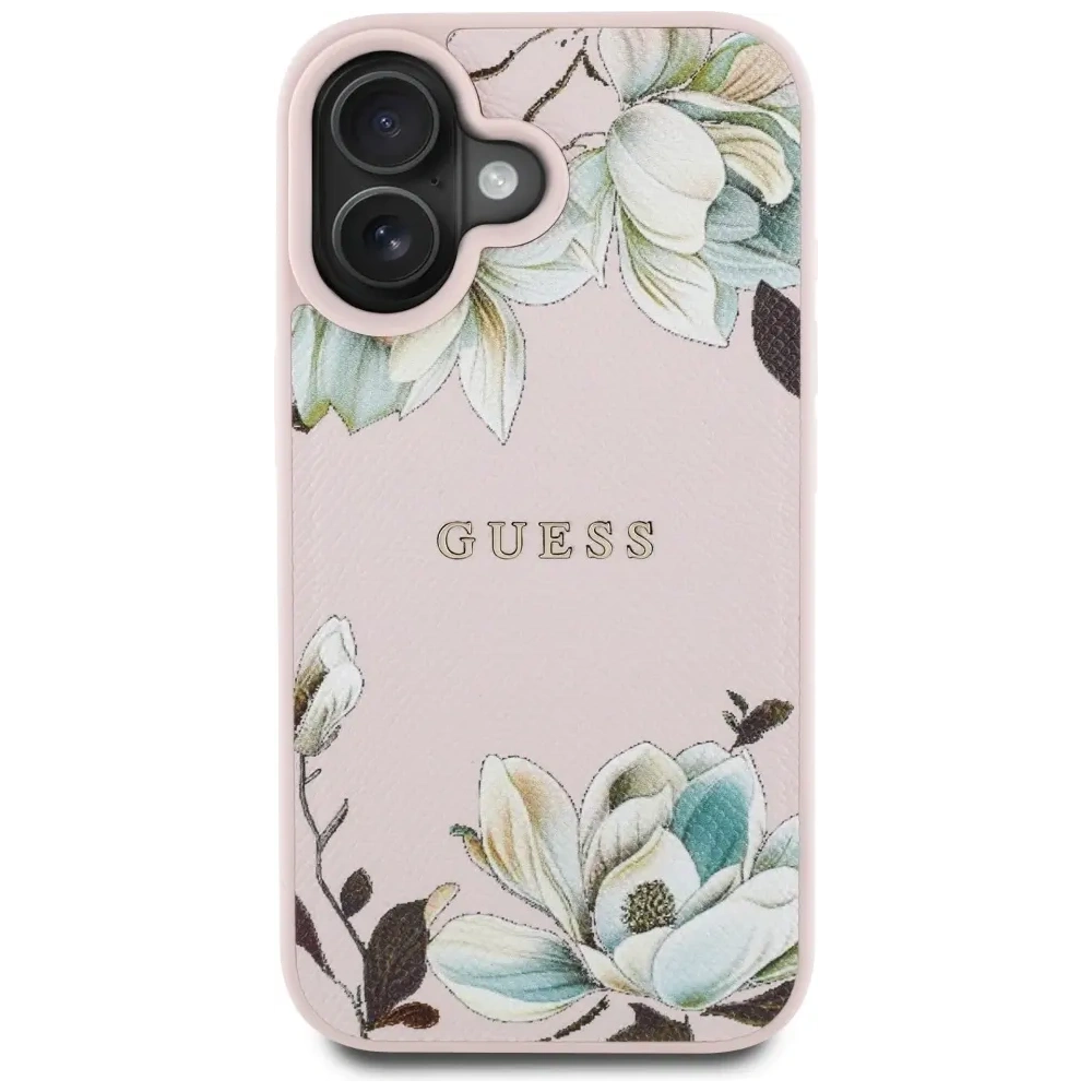 Hurtownia GSM - Guess Model cu Flori Tipărite Granulate MagSafe Apple iPhone 16 roz - GUE4431 - {ean13} - Hurt