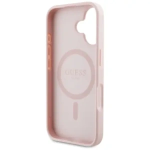 Wholesale Guess Grained Printed Flower Pattern MagSafe Apple iPhone 16 pink - GUE4431 - {ean13} - Hurt