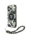Guess Palm Trees Triangle Pearl Strap MagSafe Apple iPhone 16 Pro černý