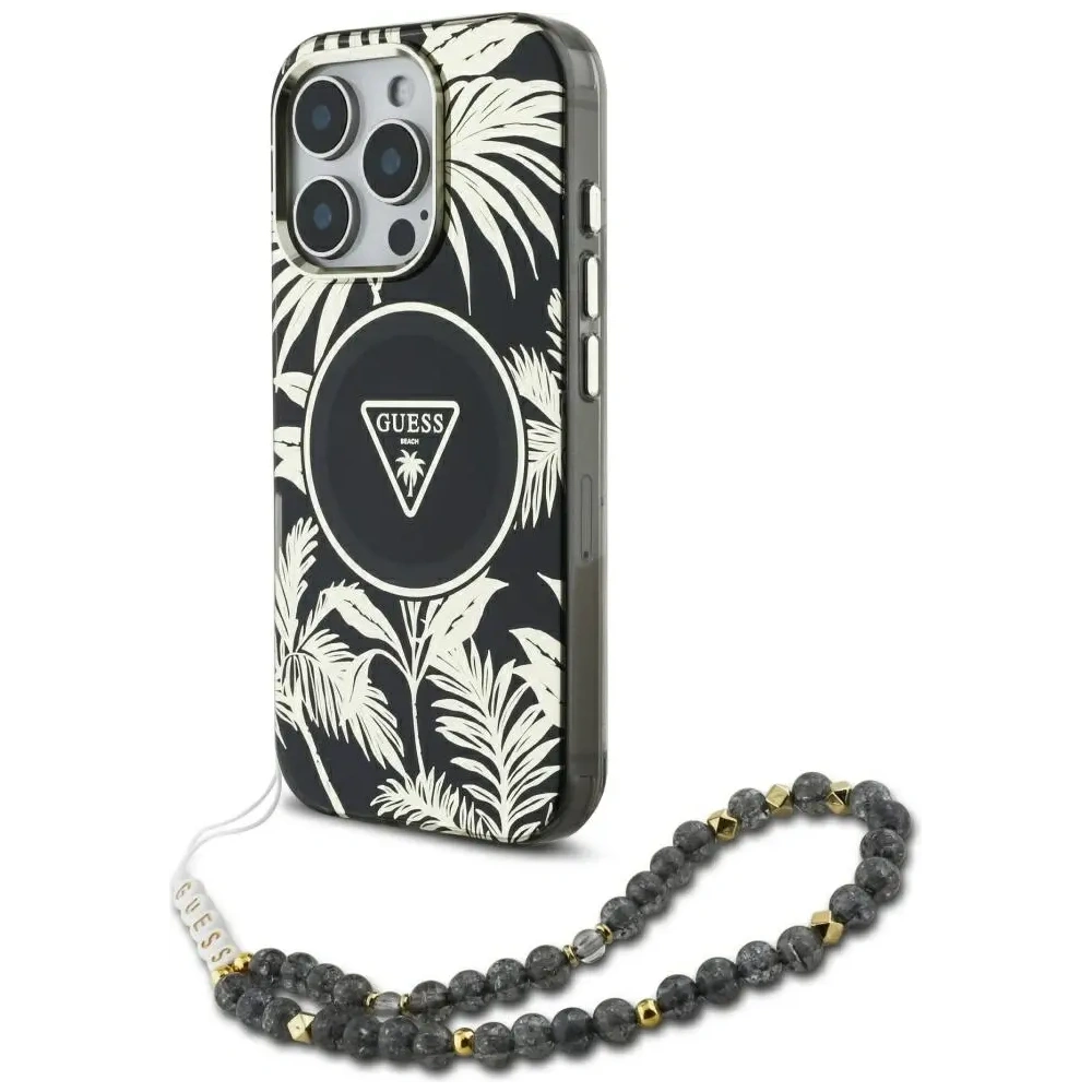 Hurtownia GSM - Guess Palm Trees Triangle Pearl Strap MagSafe Apple iPhone 16 Pro černý - GUE4432 - {ean13} - Hurt