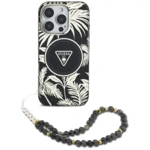 Hurtownia GSM - Guess Palm Trees Triangle Pearl Strap MagSafe Apple iPhone 16 Pro černý - GUE4432 - {ean13} - Hurt