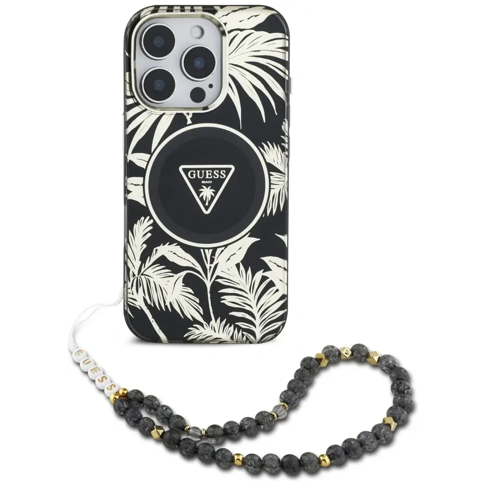 Hurtownia GSM - Guess Palm Trees Triangle Pearl Strap MagSafe Apple iPhone 16 Pro černý - GUE4432 - {ean13} - Hurt