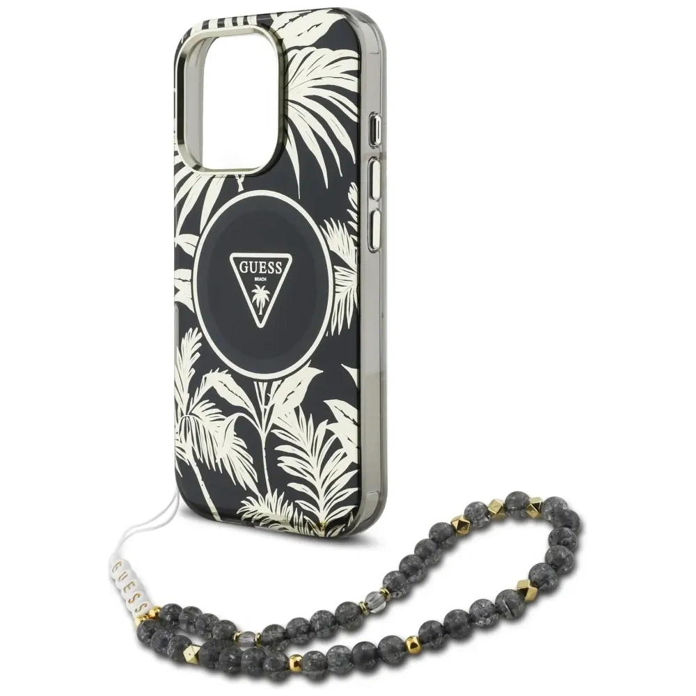 Hurtownia GSM - Guess Palm Trees Triangle Pearl Strap MagSafe Apple iPhone 16 Pro černý - GUE4432 - {ean13} - Hurt