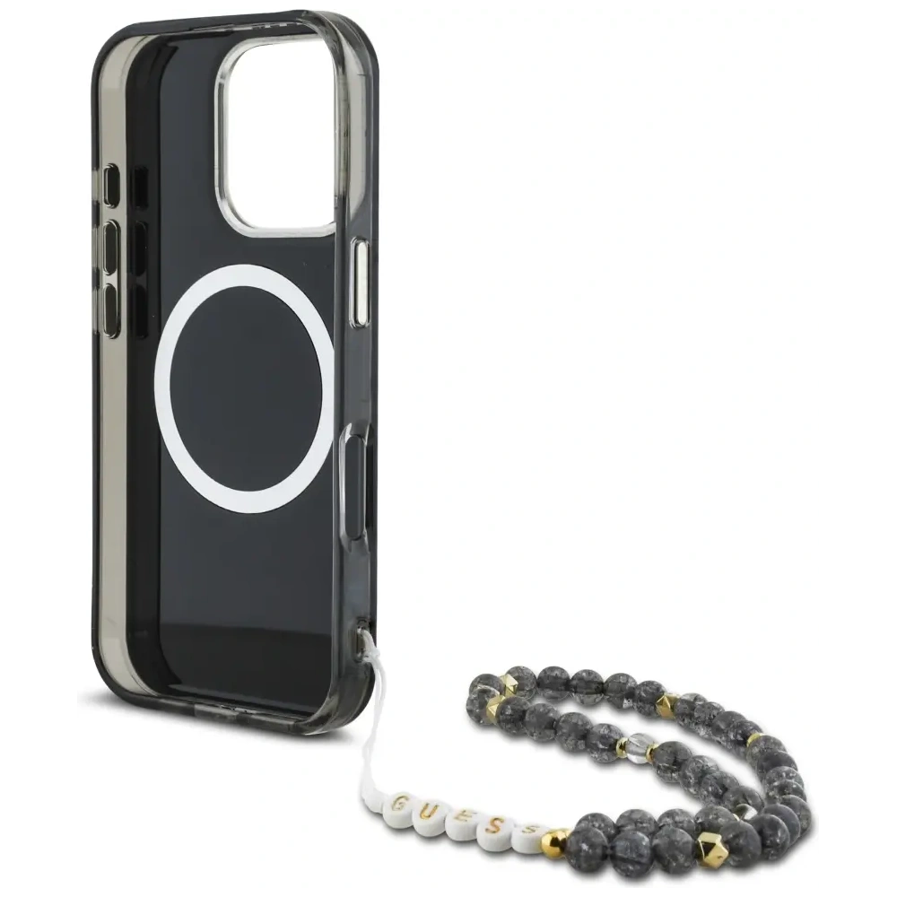 Hurtownia GSM - Guess Palm Trees Triangle Pearl Strap MagSafe Apple iPhone 16 Pro černý - GUE4432 - {ean13} - Hurt