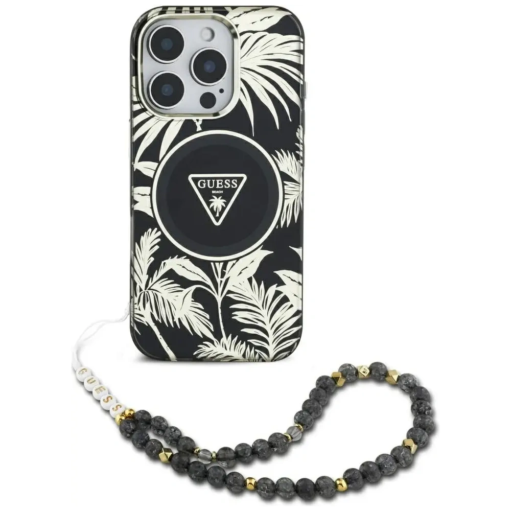 Wholesale Guess Palm Trees Triangle Pearl Strap MagSafe Apple iPhone 16 black - GUE4434 - {ean13} - Hurt