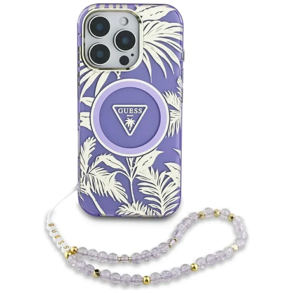 Hurtownia GSM - Etui Guess Palm Trees Triangle Pearl Strap MagSafe do Apple iPhone 16 fioletowy - GUE4435 - {ean13} - Hurt