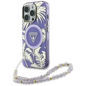 Hurtownia GSM - Guess Palm Trees Triangle Pearl Strap MagSafe Apple iPhone 16 Pro fialový - GUE4436 - {ean13} - Hurt