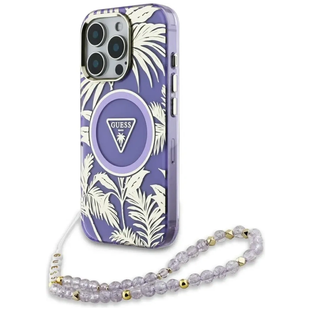 Hurtownia GSM - Guess Palm Trees Triangle Pearl Strap MagSafe Apple iPhone 16 Pro fialový - GUE4436 - {ean13} - Hurt