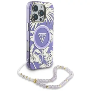 Hurtownia GSM - Guess Palm Trees Triangle Pearl Strap MagSafe Apple iPhone 16 Pro fialový - GUE4436 - {ean13} - Hurt