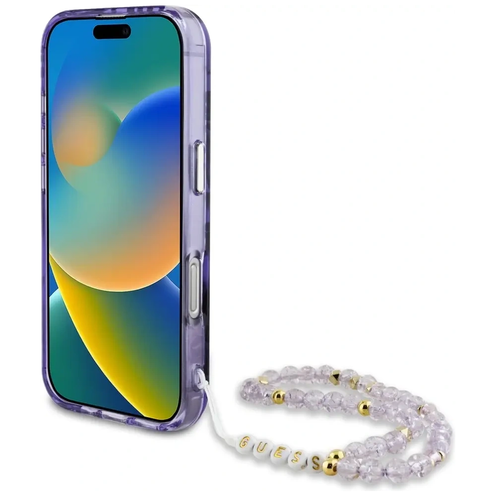 Hurtownia GSM - Guess Palm Trees Triangle Pearl Strap MagSafe Apple iPhone 16 Pro fialový - GUE4436 - {ean13} - Hurt