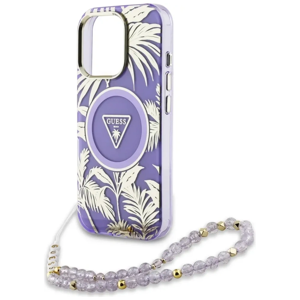 Hurtownia GSM - Guess Palm Trees Triangle Pearl Strap MagSafe Apple iPhone 16 Pro fialový - GUE4436 - {ean13} - Hurt
