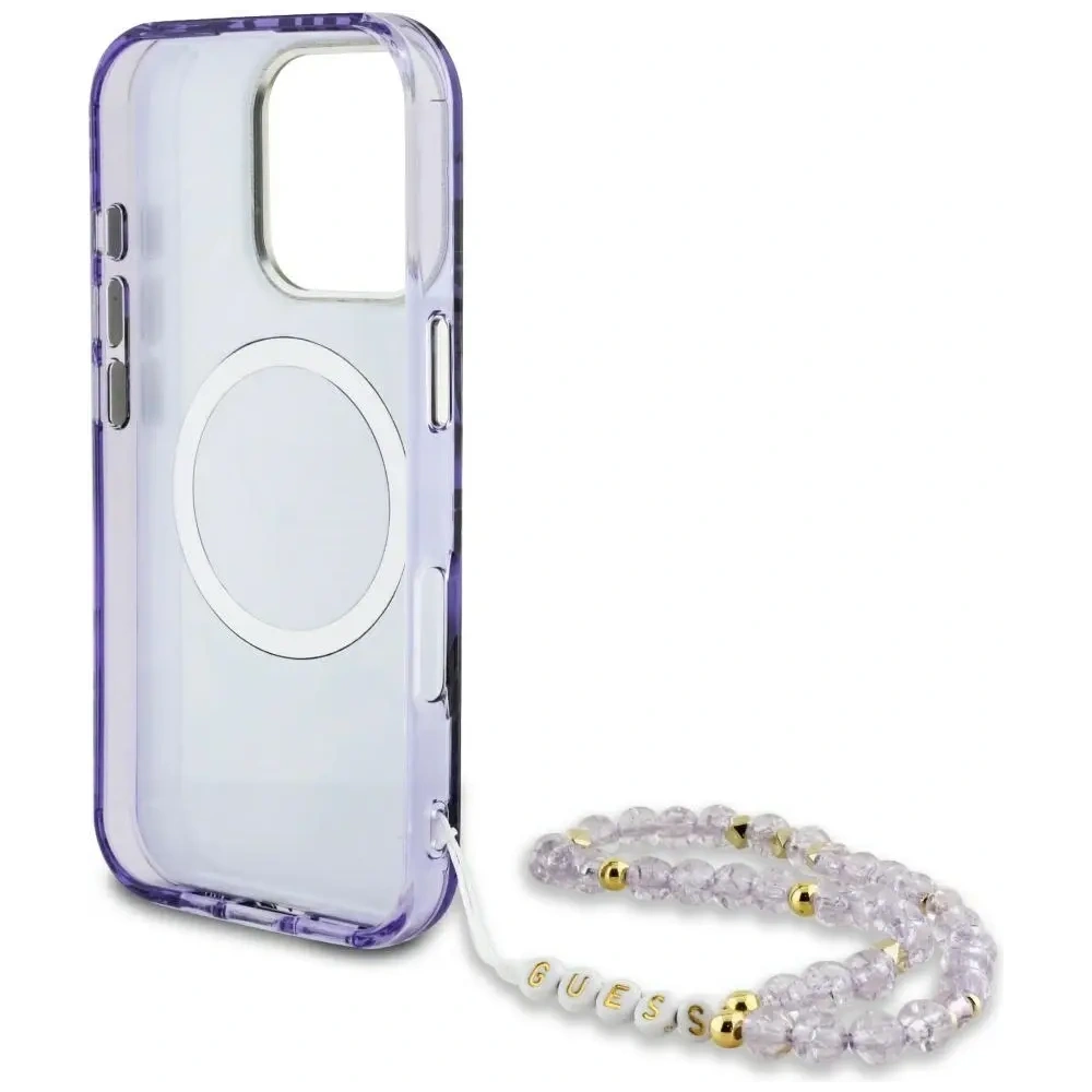 Hurtownia GSM - Guess Palm Trees Triangle Pearl Strap MagSafe Apple iPhone 16 Pro fialový - GUE4436 - {ean13} - Hurt