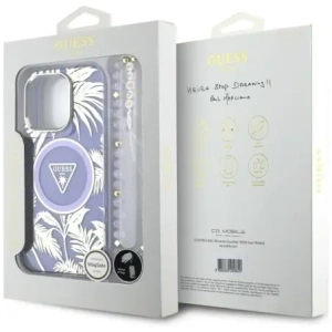 Hurtownia GSM - Guess Palm Trees Triangle Pearl Strap MagSafe Apple iPhone 16 Pro fialový - GUE4436 - {ean13} - Hurt