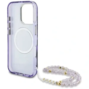 Wholesale Guess Palm Trees Triangle Pearl Strap MagSafe Apple iPhone 16 Pro Max purple - GUE4437 - {ean13} - Hurt