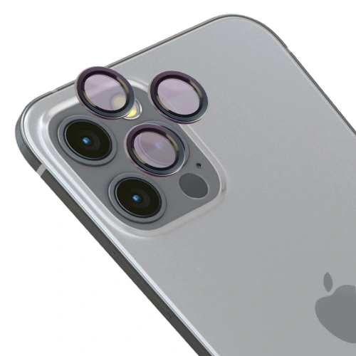 Szkło na aparat z aplikatorem Bizon Glass Snap Lens do Apple iPhone 12 Pro / 11 Pro / 11 Pro Max szara ramka