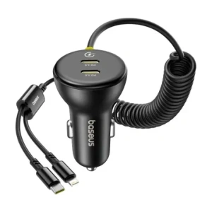 Hurtownia GSM - Baseus 60W 2xUSB-C autós töltő + beépített USB-C, Lightning kábel (Fekete) - BSU8934 - {ean13} - Hurt