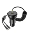 Baseus 60W 2xUSB-C autós töltő + beépített USB-C, Lightning kábel (Fekete)
