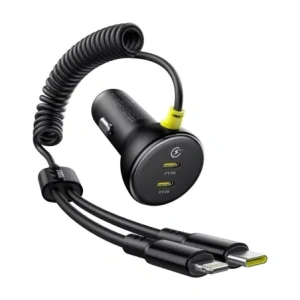 Hurtownia GSM - Baseus 60W 2xUSB-C auto nabíječka + vestavěný USB-C, Lightning kabel (Černá) - BSU8934 - {ean13} - Hurt