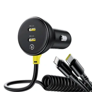 Hurtownia GSM - Baseus 60W 2xUSB-C Auto-Ladegerät + integriertes USB-C, Lightning-Kabel (Schwarz) - BSU8934 - {ean13} - Hurt