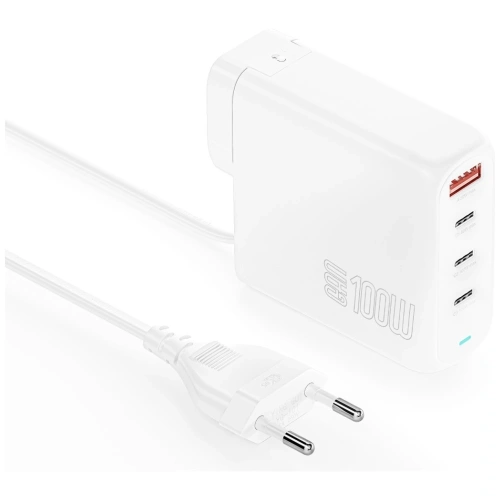 Ładowarka sieciowa 4smarts Flex Pro 100W 3xUSB-C, 1xUSB-A Travel Edition biała