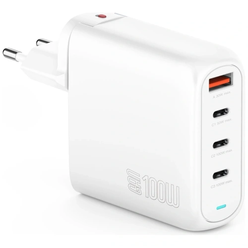 Ładowarka sieciowa 4smarts Flex Pro 100W 3xUSB-C, 1xUSB-A Travel Edition biała