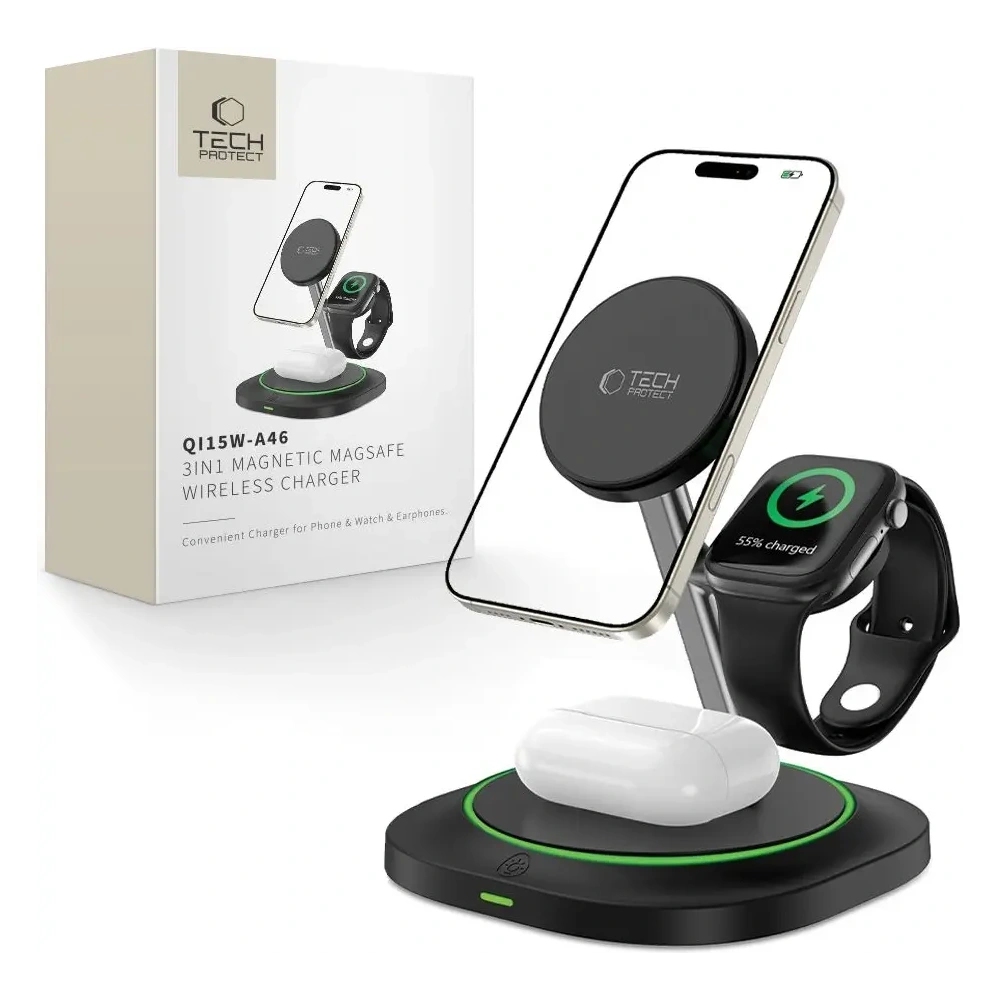 Hurtownia GSM - Tech-Protect QI15W-A46 Magnetic MagSafe Wireless Charger Schwarz - THP3941 - {ean13} - Hurt