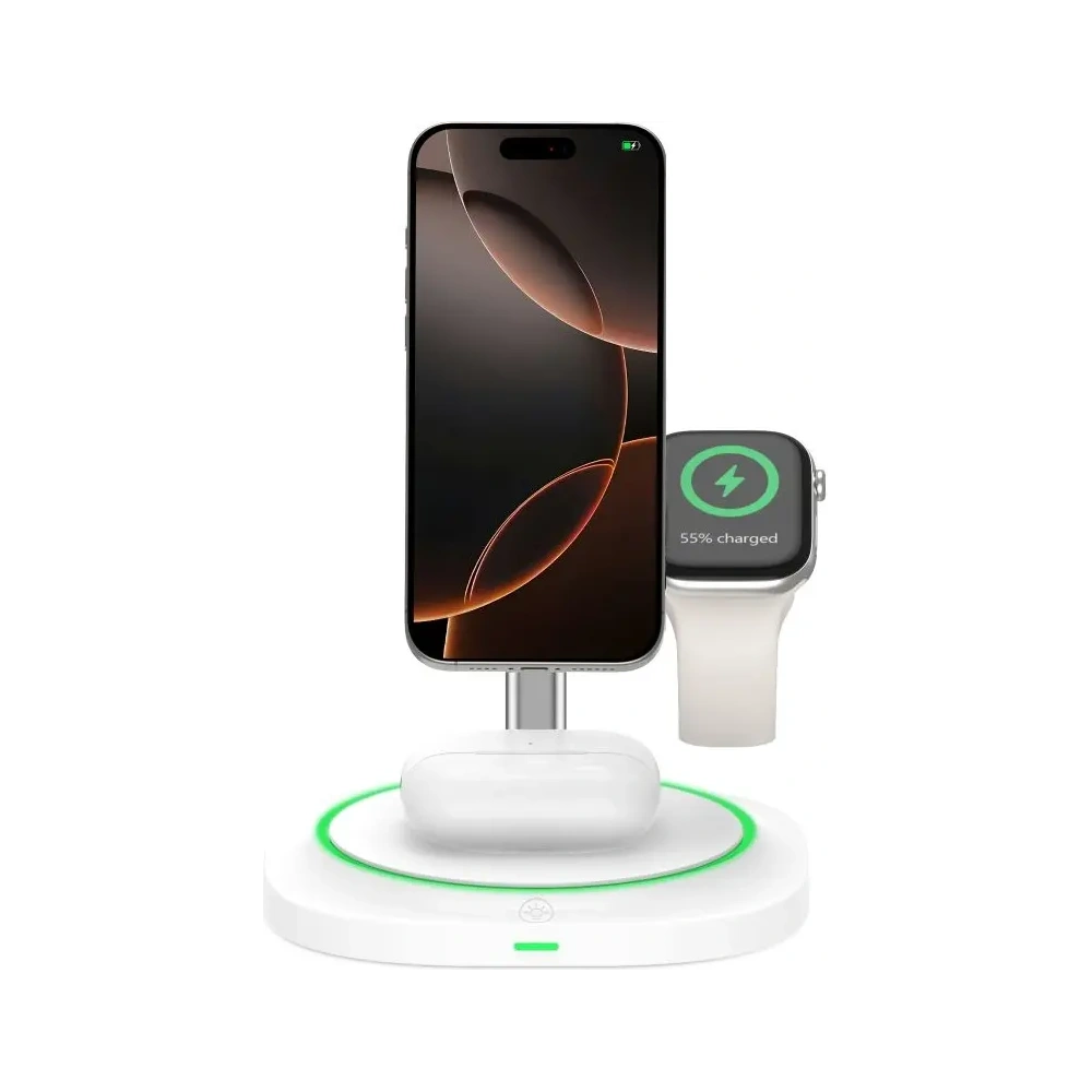 Hurtownia GSM - Ładowarka bezprzewodowa 3w1 Tech-Protect QI15W-A46 Magnetic MagSafe Wireless Charger White - THP3942 - {ean13} - Hurt