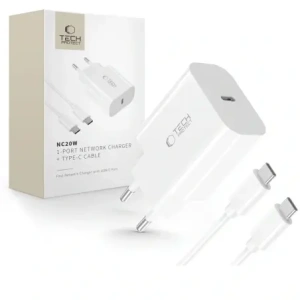 Hurtownia GSM - Tech-Protect NC20W 1-port USB-C síťová nabíječka PD20W + USB-C / USB-C kabel bílý - THP3943 - {ean13} - Hurt