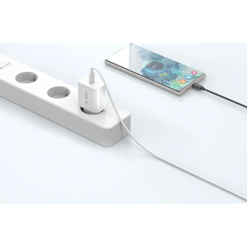 Hurtownia GSM - Ładowarka sieciowa Tech-Protect NC20W 1-port USB-C Network Charger PD20W + USB-C / USB-C Cable White - THP3943 - {ean13} - Hurt
