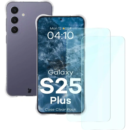 Etui + 2x szkło na ekran Bizon Case Clear Pack do Samsung Galaxy S25+ Plus przezroczyste