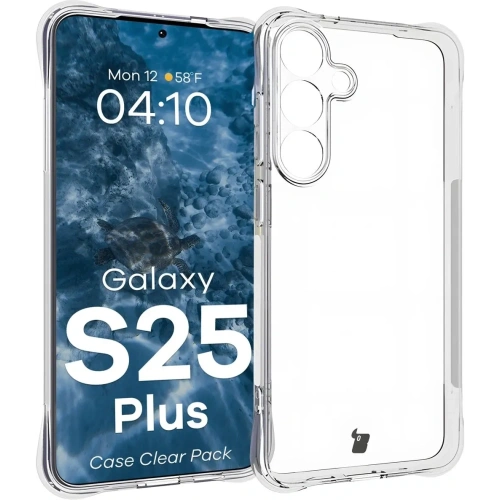 Etui + 2x szkło na ekran Bizon Case Clear Pack do Samsung Galaxy S25+ Plus przezroczyste