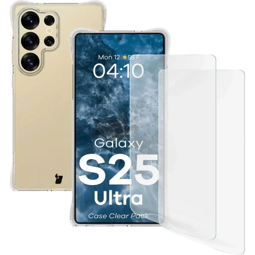 Etui + 2x folia na ekran Bizon Case Clear Pack do Samsung Galaxy S25 Ultra przezroczyste