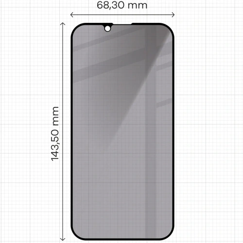 Prywatyzujące szkło hartowane Bizon Glass Edge Shadow do Apple iPhone 16e / 14 / 13 Pro / 13 przyciemniane z czarną ramką
