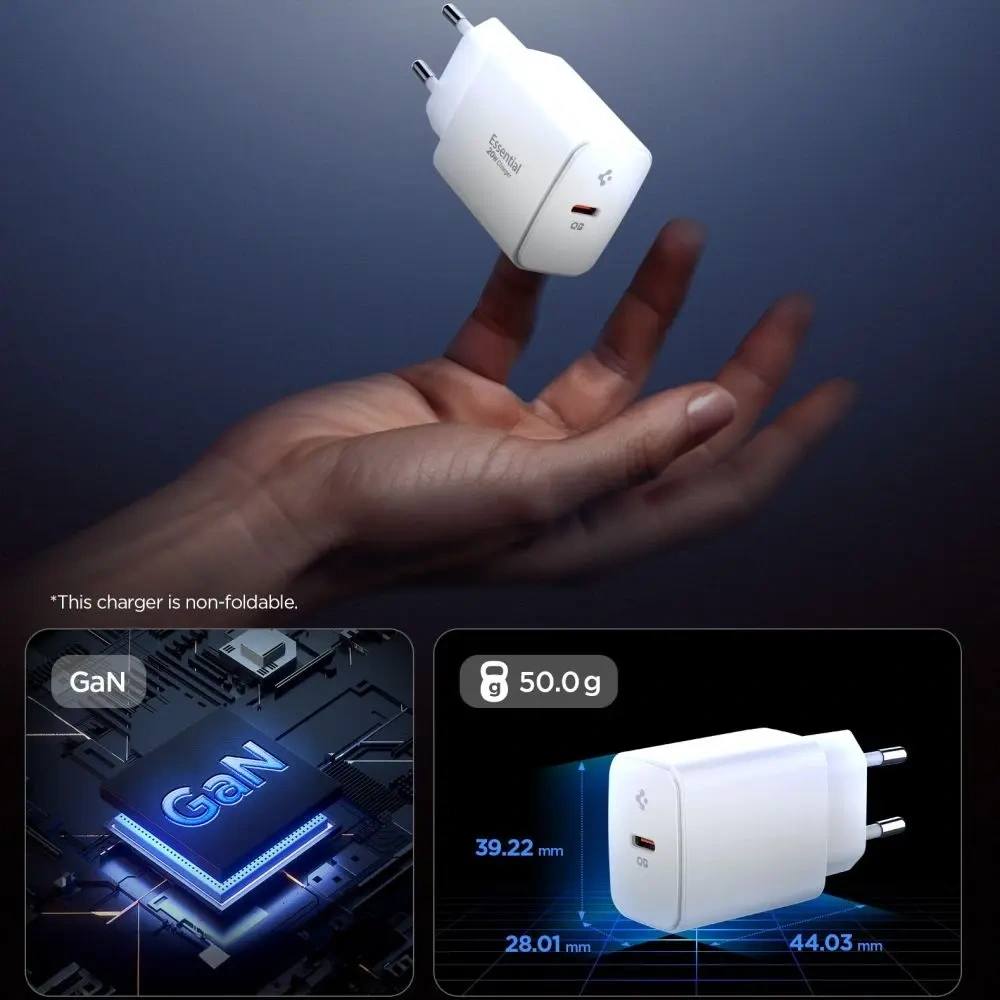 Hurtownia GSM - Hálózati töltő Spigen Essential EE201EU 1-portos USB-C hálózati töltő 20W fehér - SPN16710 - {ean13} - Hurt