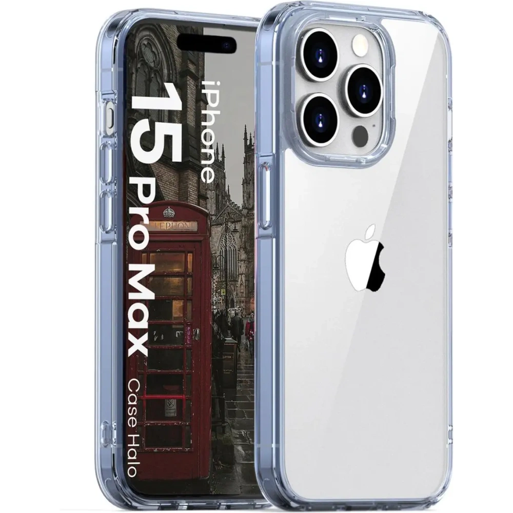 Hurtownia GSM - Etui Bizon Case Halo do Apple iPhone 15 Pro Max průhledně-modré - BIZ8721 - {ean13} - Hurt