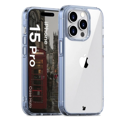 Etui Bizon Case Halo do Apple iPhone 15 Pro przezroczysto-niebieskie