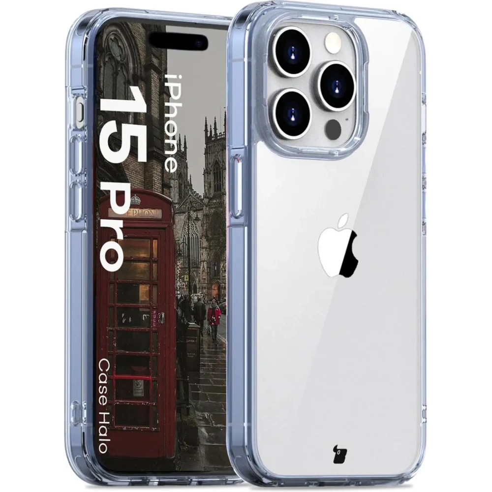 Hurtownia GSM - Etui Bizon Case Halo pentru Apple iPhone 15 Pro transparent-albastru - BIZ8724 - {ean13} - Hurt