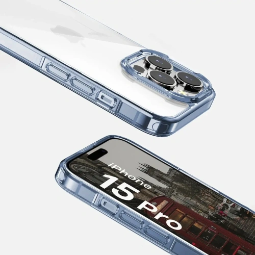 Etui Bizon Case Halo do Apple iPhone 15 Pro przezroczysto-niebieskie