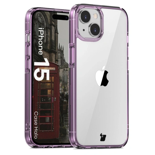 Etui Bizon Case Halo do Apple iPhone 15 przezroczysto-fioletowe