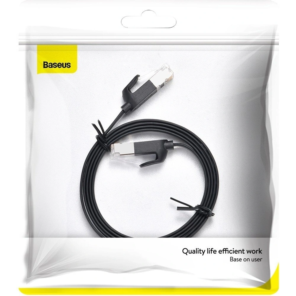 Hurtownia GSM - Flaches Netzwerkkabel Baseus High Speed, Ethernet RJ45, Gigabit, Cat.6, 1m (schwarz) - BSU1438BLK - {ean13} - Hurt